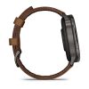 Montre Garmin Venu 4 - 45 mm Gray bracelet cuir marron + silicone noir