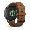 Montre Garmin Venu 4 - 45 mm Gray bracelet cuir marron + silicone noir