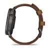 Montre Garmin Venu 4 - 45 mm Gray bracelet cuir marron + silicone noir