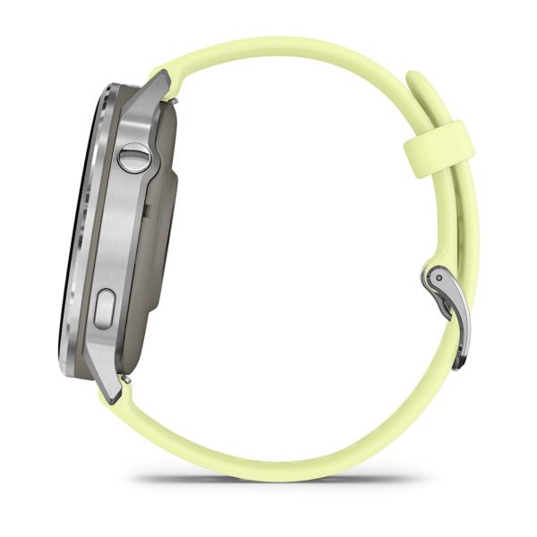 Montre Garmin Venu 4 - 45 mm Silver avec bracelet en silicone jaune citron