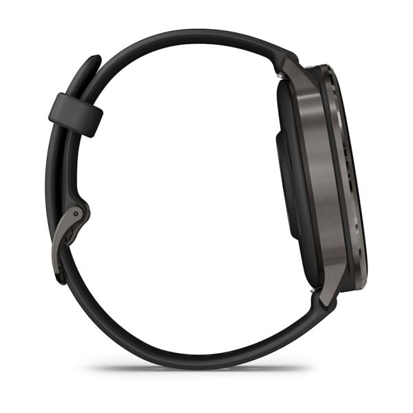 Montre Garmin Venu 4 - 45 mm Silver Bracelet en silicone Noir