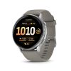 Montre Garmin Venu 4 - 45 mm Silver Bracelet en silicone Gris
