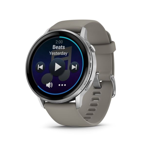 Montre Garmin Venu 4 - 45 mm Silver Bracelet en silicone Gris