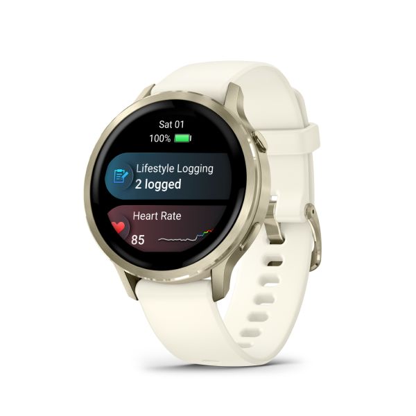 Montre Garmin Venu 4 - 41 mm Gray bracelet Silicone Ivoire
