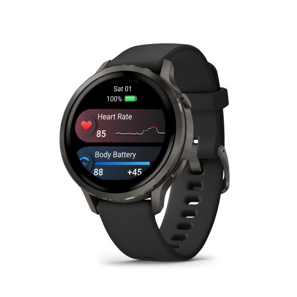 Montre Garmin Venu 4 - 41 mm Gray bracelet Silicone Noir