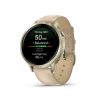 Montre Garmin Venu 4 - 41 mm Lunar Gold bracelet cuir beige + silicone ivoire