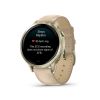 Montre Garmin Venu 4 - 41 mm Lunar Gold bracelet cuir beige + silicone ivoire