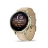 Montre Garmin Venu 4 - 41 mm Lunar Gold bracelet cuir beige + silicone ivoire