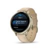 Montre Garmin Venu 4 - 41 mm Lunar Gold bracelet cuir beige + silicone ivoire