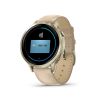 Montre Garmin Venu 4 - 41 mm Lunar Gold bracelet cuir beige + silicone ivoire