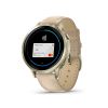 Montre Garmin Venu 4 - 41 mm Lunar Gold bracelet cuir beige + silicone ivoire