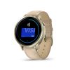 Montre Garmin Venu 4 - 41 mm Lunar Gold bracelet cuir beige + silicone ivoire