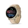 Montre Garmin Venu 4 - 41 mm Lunar Gold bracelet cuir beige + silicone ivoire