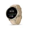 Montre Garmin Venu 4 - 41 mm Lunar Gold bracelet cuir beige + silicone ivoire