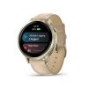 Montre Garmin Venu 4 - 41 mm Lunar Gold bracelet cuir beige + silicone ivoire