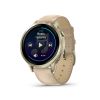 Montre Garmin Venu 4 - 41 mm Lunar Gold bracelet cuir beige + silicone ivoire