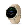 Montre Garmin Venu 4 - 41 mm Lunar Gold bracelet cuir beige + silicone ivoire