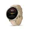 Montre Garmin Venu 4 - 41 mm Lunar Gold bracelet cuir beige + silicone ivoire
