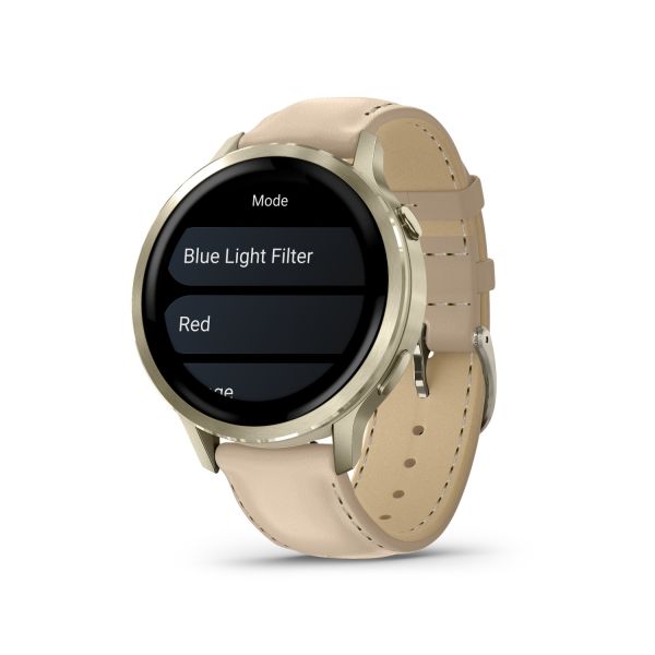 Montre Garmin Venu 4 - 41 mm Lunar Gold bracelet cuir beige + silicone ivoire