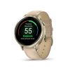 Montre Garmin Venu 4 - 41 mm Lunar Gold bracelet cuir beige + silicone ivoire