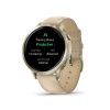 Montre Garmin Venu 4 - 41 mm Lunar Gold bracelet cuir beige + silicone ivoire