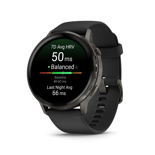 Montre Garmin Venu 4 - 45 mm Gray Bracelet en silicone Noir