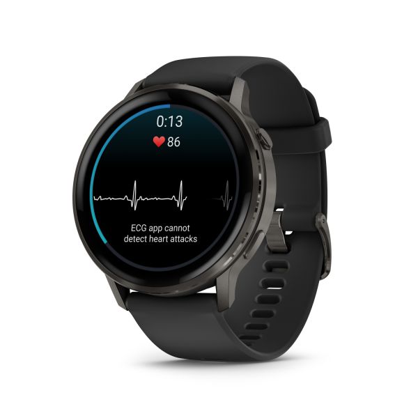 Montre Garmin Venu 4 - 45 mm Gray Bracelet en silicone Noir