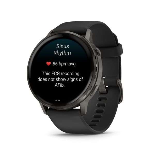 Montre Garmin Venu 4 - 45 mm Gray Bracelet en silicone Noir