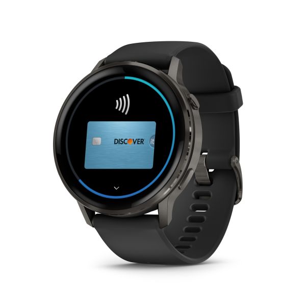 Montre Garmin Venu 4 - 45 mm Gray Bracelet en silicone Noir