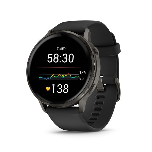 Montre Garmin Venu 3 Black bracelet cuir noir