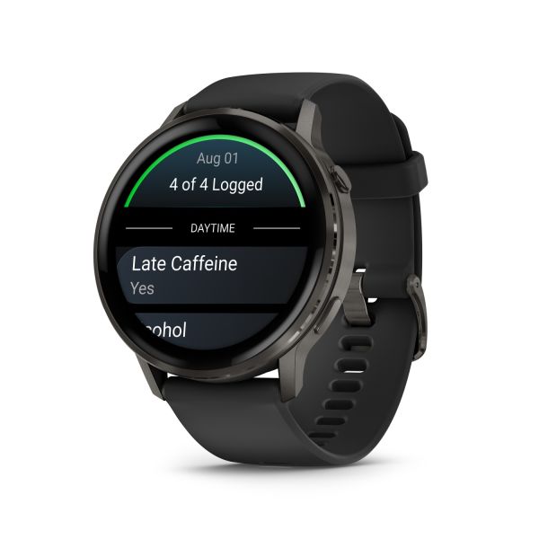 Montre Garmin Venu 4 - 45 mm Gray Bracelet en silicone Noir