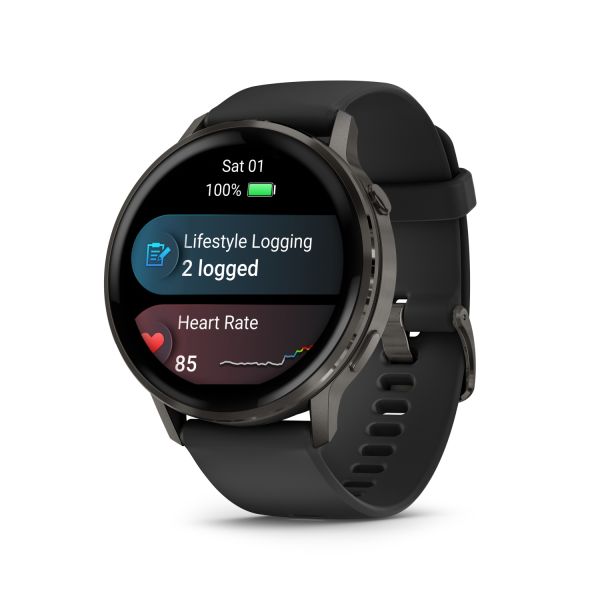 Montre Garmin Venu 3 Black bracelet cuir noir