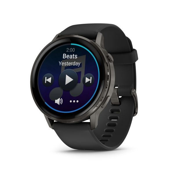 Montre Garmin Venu 4 - 45 mm Gray Bracelet en silicone Noir