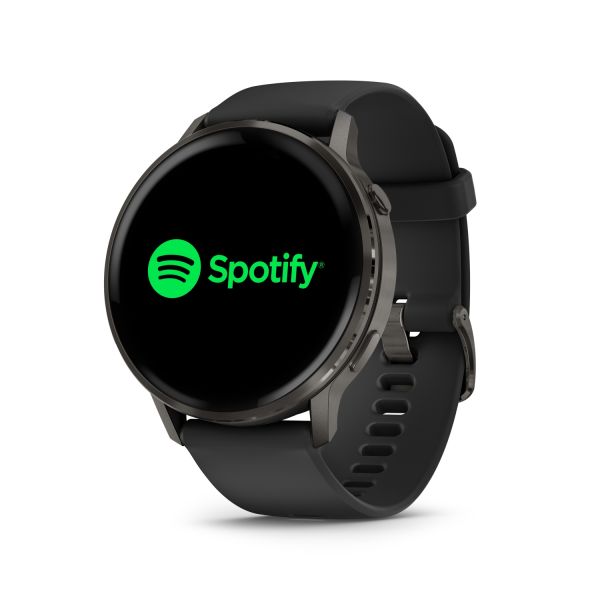 Montre Garmin Venu 4 - 45 mm Gray Bracelet en silicone Noir