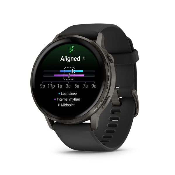 Montre Garmin Venu 4 - 45 mm Gray Bracelet en silicone Noir