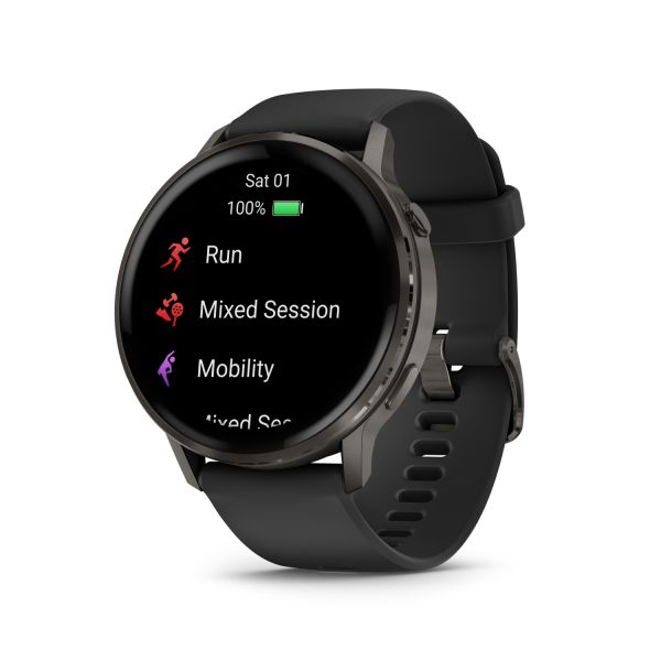 Montre Garmin Venu 3 Black bracelet cuir noir