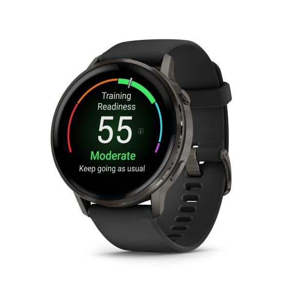 Montre Garmin Venu 4 - 45 mm Gray Bracelet en silicone Noir