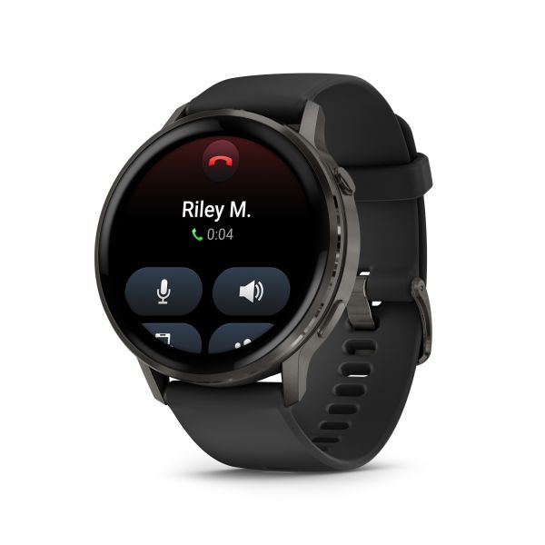 Montre Garmin Venu 4 - 45 mm Gray Bracelet en silicone Noir