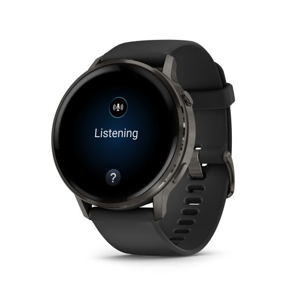 Montre Garmin Venu 4 - 45 mm Gray Bracelet en silicone Noir