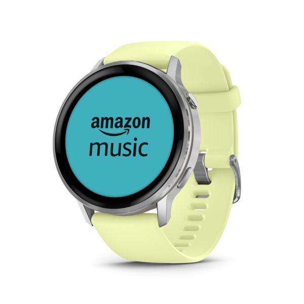 Montre Garmin Venu 4 - 45 mm Silver Bracelet en silicone jaune citron