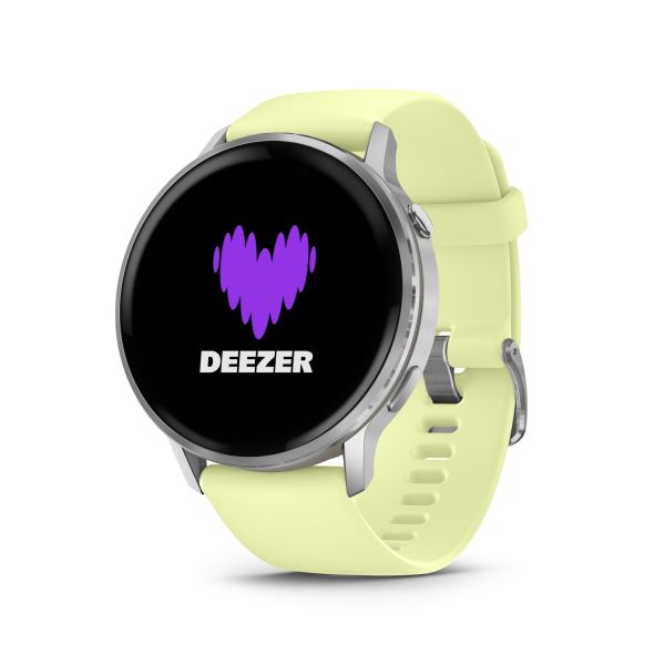 Montre Garmin Venu 4 - 45 mm Silver Bracelet en silicone jaune citron