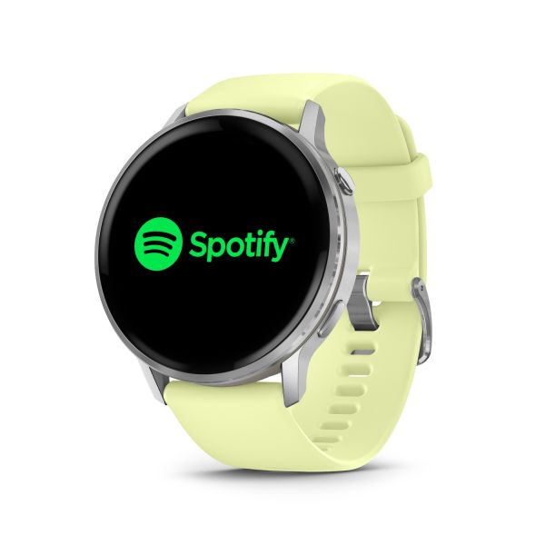 Montre Garmin Venu 4 - 45 mm Silver Bracelet en silicone jaune citron