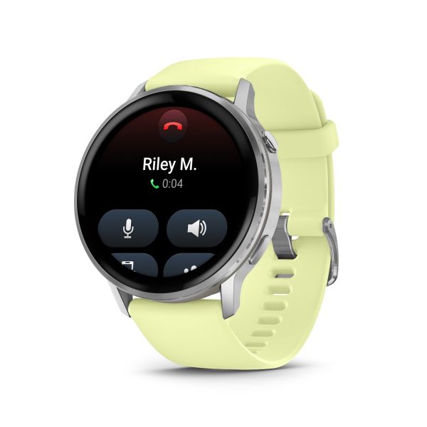 Montre Garmin Venu 4 - 45 mm Silver Bracelet en silicone jaune citron