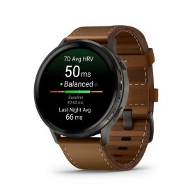 Montre Garmin Venu 3 Black bracelet cuir noir