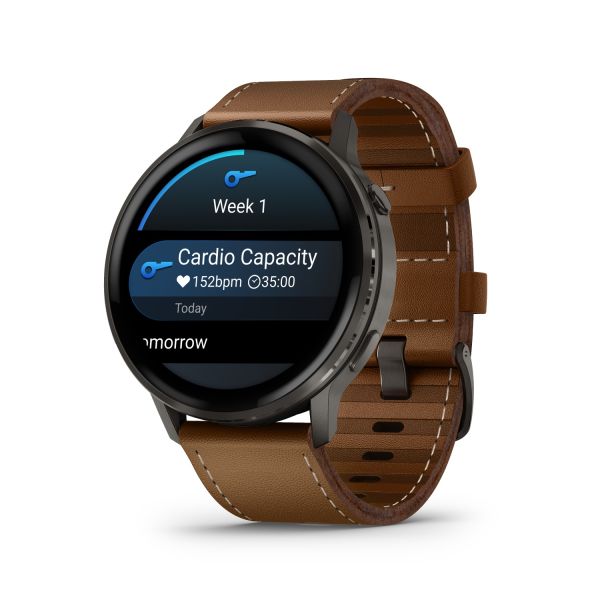 Montre Garmin Venu 3 Black bracelet cuir noir