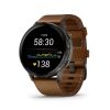 Montre Garmin Venu 3 Black bracelet cuir noir