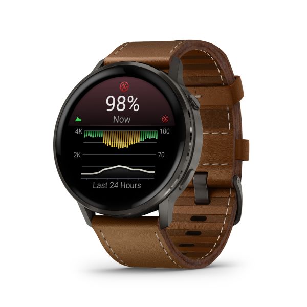 Montre Garmin Venu 3 Black bracelet cuir noir