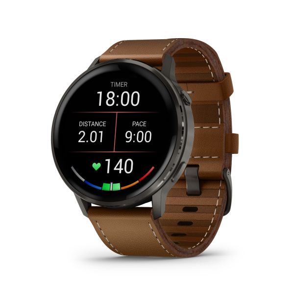 Montre Garmin Venu 3 Black bracelet cuir noir