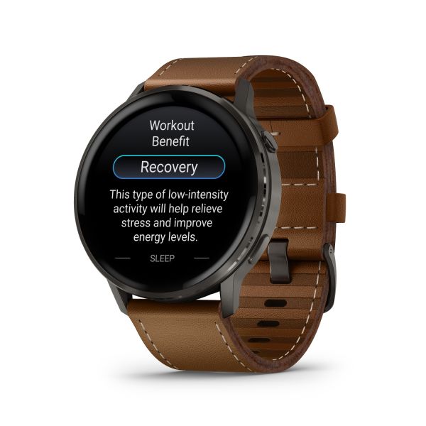 Montre Garmin Venu 3 Black bracelet cuir noir