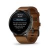 Montre Garmin Venu 4 - 45 mm Gray bracelet cuir marron + silicone noir